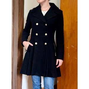 Elegant Black Double-Breasted Women's Coat